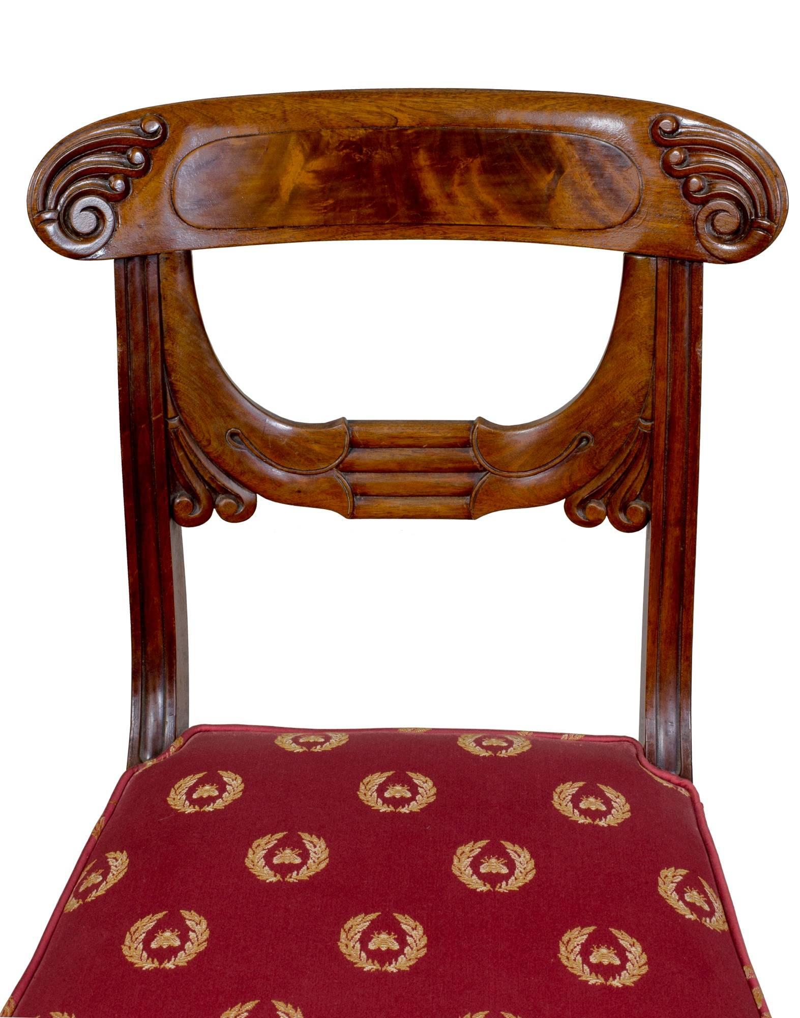Mahogany Important Rare Set of Six Neoclassical Side Chairs, Boston, circa 1815 For Sale