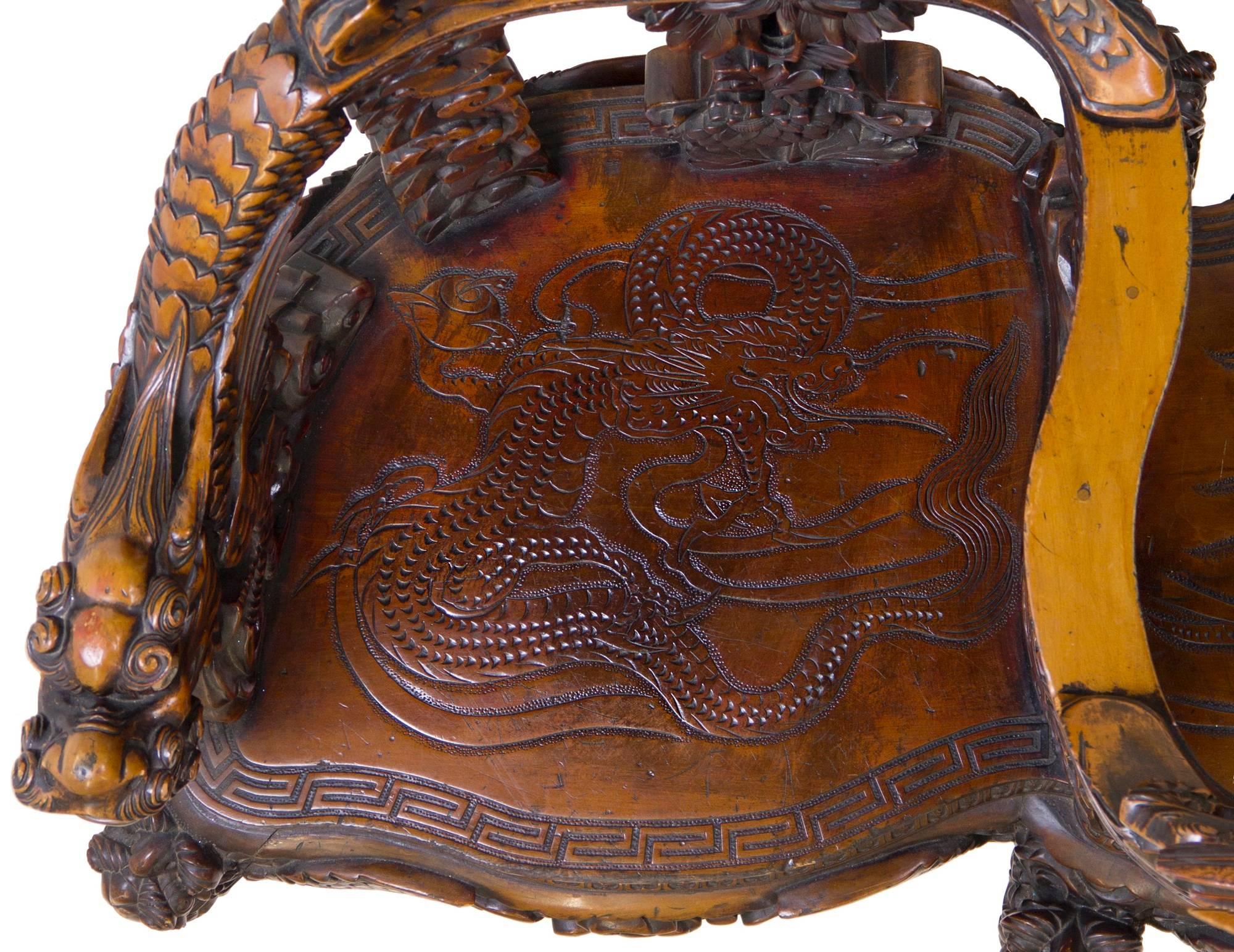 Magnificent Carved Paduk Tête-à-Tête, Second Half of 19th Century, Japan For Sale 1