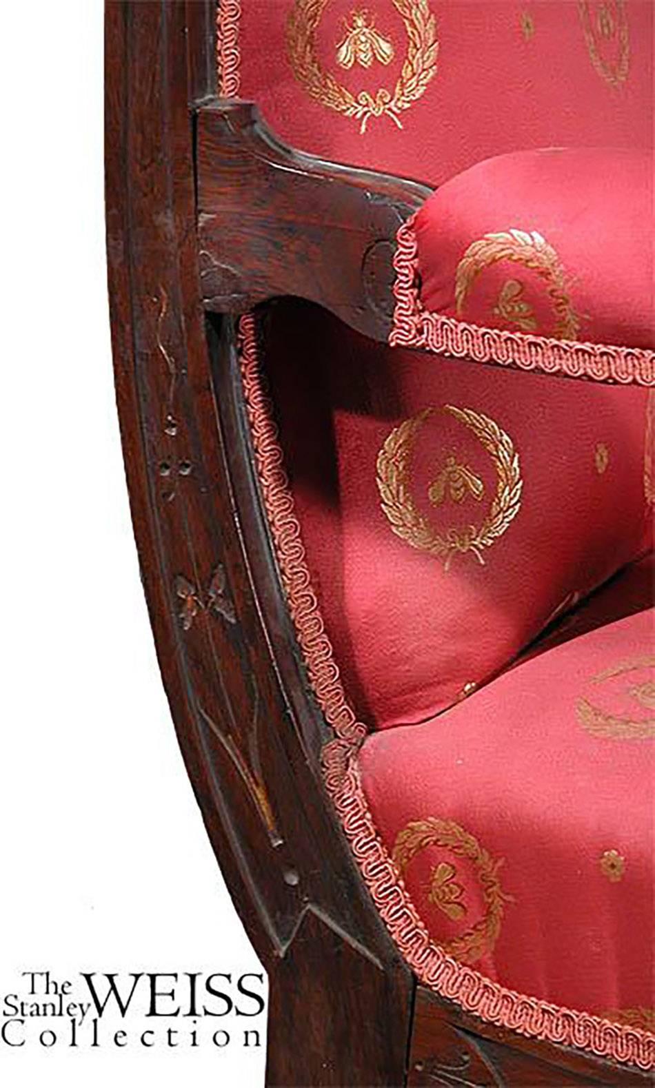Carved Mahogany Egyptian Revival Armchair, New York, circa 1860, Herter Brothers In Excellent Condition For Sale In Providence, RI