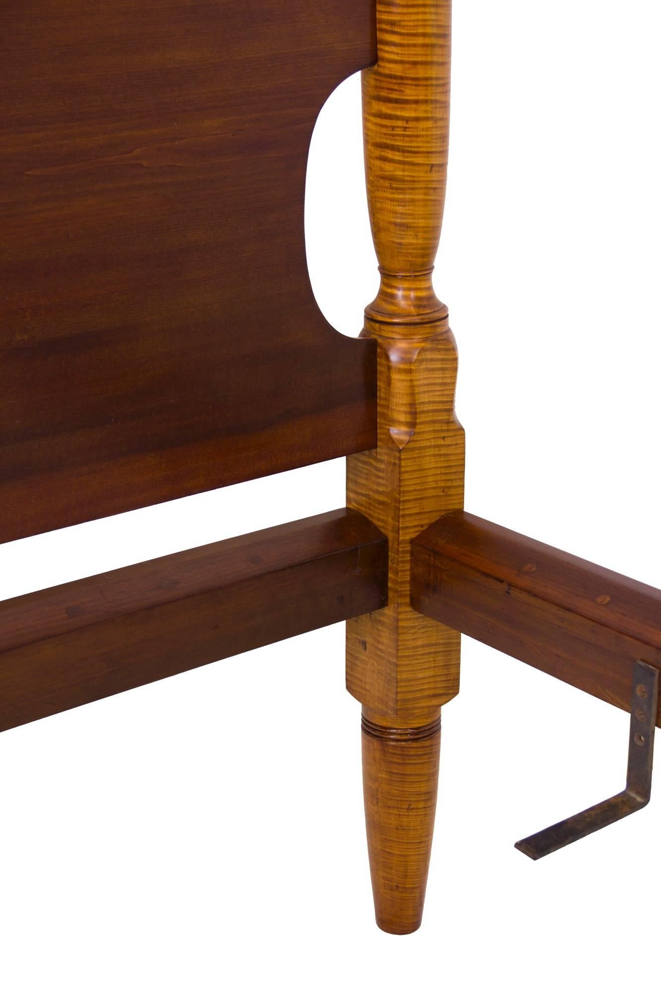 American Figured Tiger Maple Tall Post Bed, Probably Pennsylvania, Early 19th Century For Sale