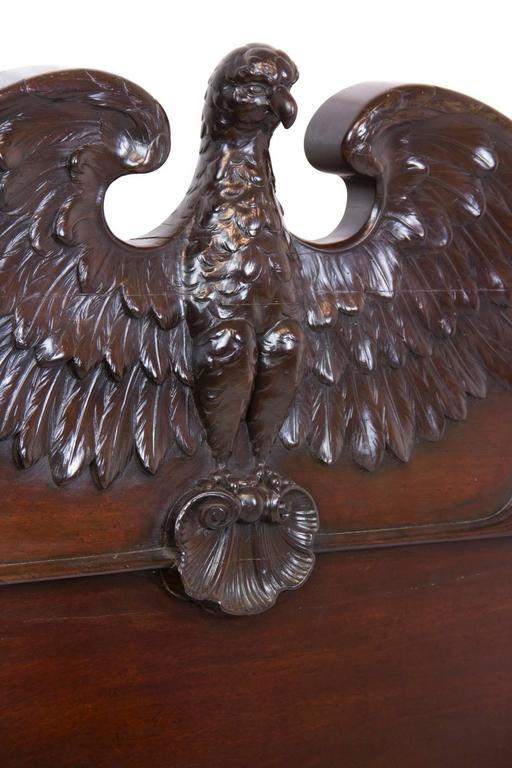 Carved Grand Mahogany Classical Bed with Eagle Headboard, Southern, circa 1830-1840 For Sale