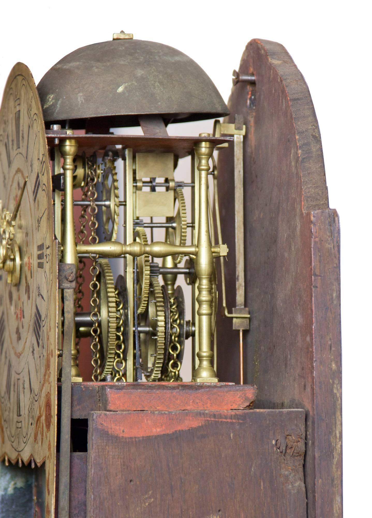 Dutch Marquetry Freisland Clock with Automata, Netherlands, circa 1890 For Sale