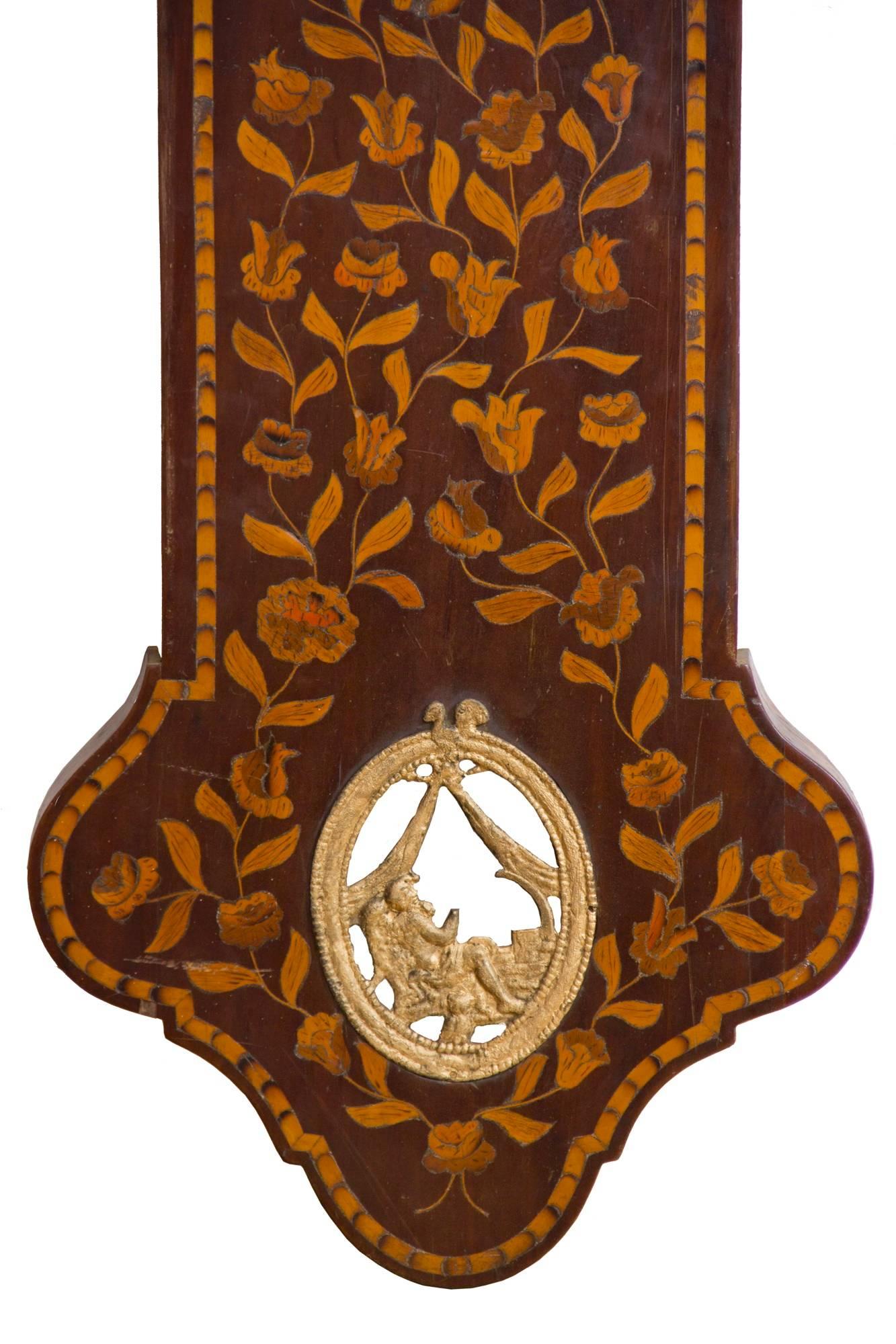 Aesthetic Movement Marquetry Freisland Clock with Automata, Netherlands, circa 1890 For Sale