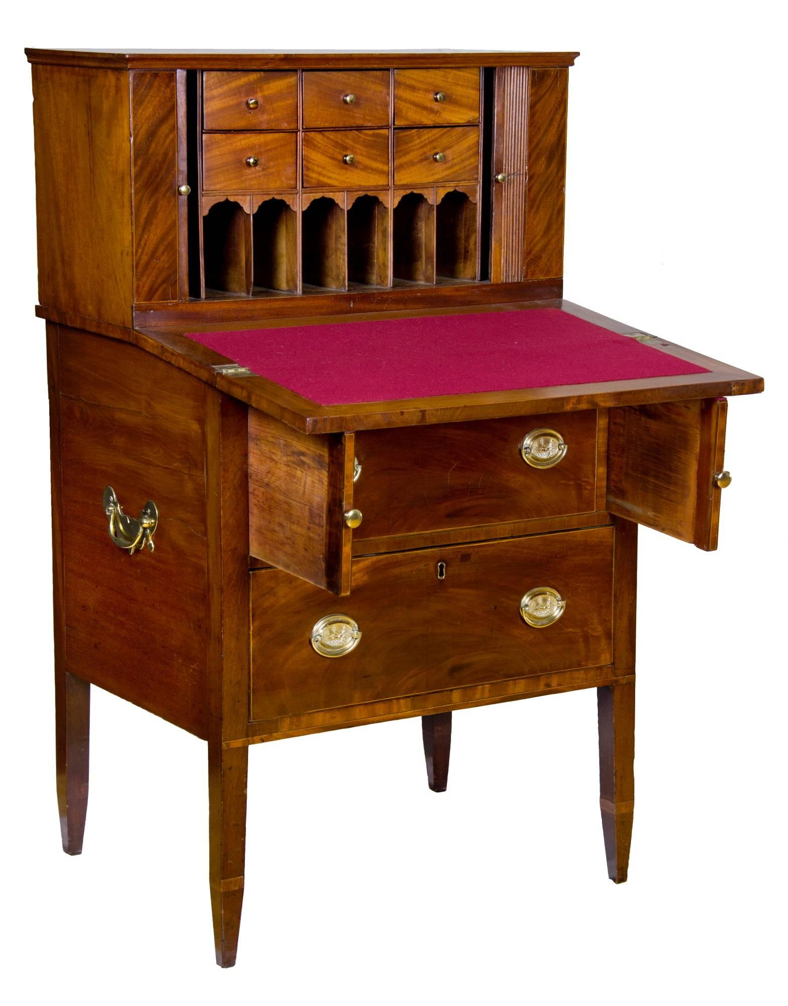 It is most rare to find a desk of this size; it was obviously a custom order. This came out of the inventory of a major Connecticut dealer, John Walton, and is in superb condition, with no alterations or modifications whatsoever. It retains its