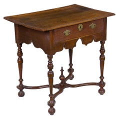 Antique Oak, William & Mary Lowboy or Dressing Table Original Brass and Finial, England