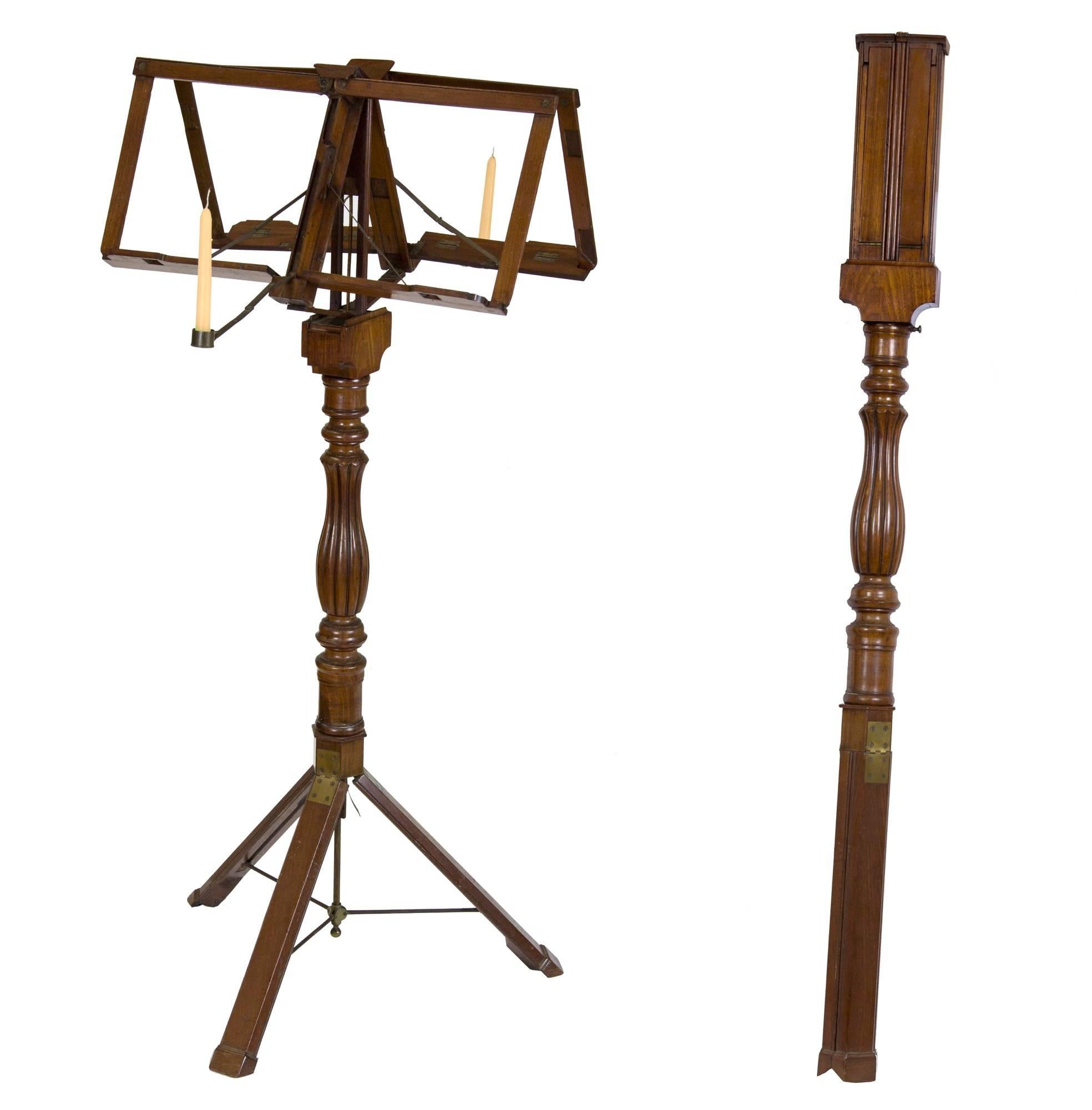 Rare Classical Mahogany Metamorphic Duet Musical Stand, Campaign Furniture For Sale
