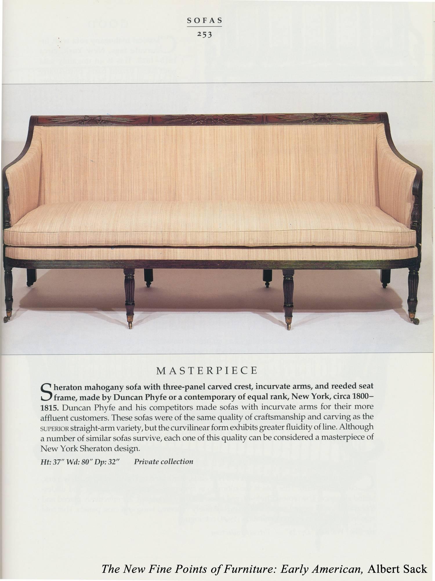 Mahogany Classical Sofa with Turned in Arms, Duncan Phyfe, New York, circa 1810 For Sale 2