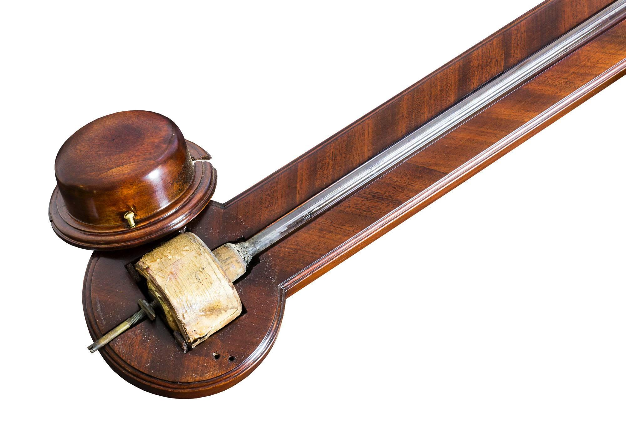 Nautical Stick Barometer with Herringbone Mahogany, Philadelphia, circa 1810 In Excellent Condition In Providence, RI