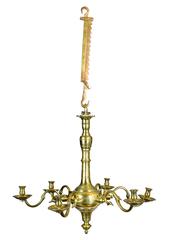Fine Classic Six-Light English Brass Chandelier with Trammel, Both circa 1750