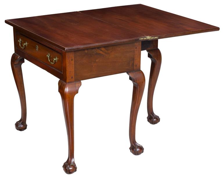 Walnut Chippendale Card Table With Full Drawer And Claw And Ball Feet Philadelp