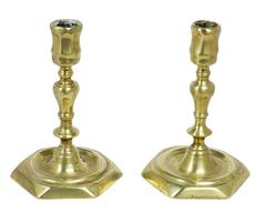 Pair of Northern European Brass Candlesticks, Probably Danish, circa 1740