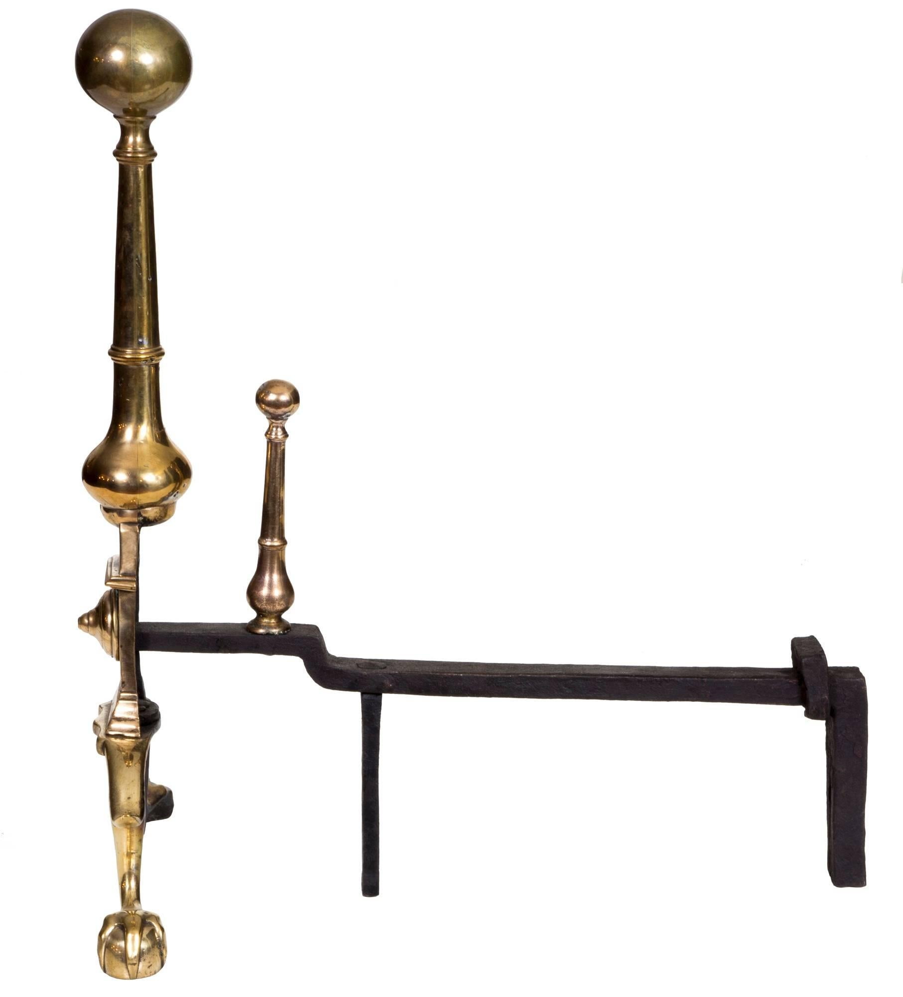 brass andirons ball