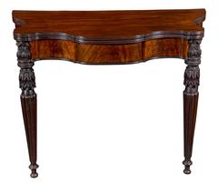 Outstanding Mahogany Sheraton Carved Card Table, Salem, 1810-1815