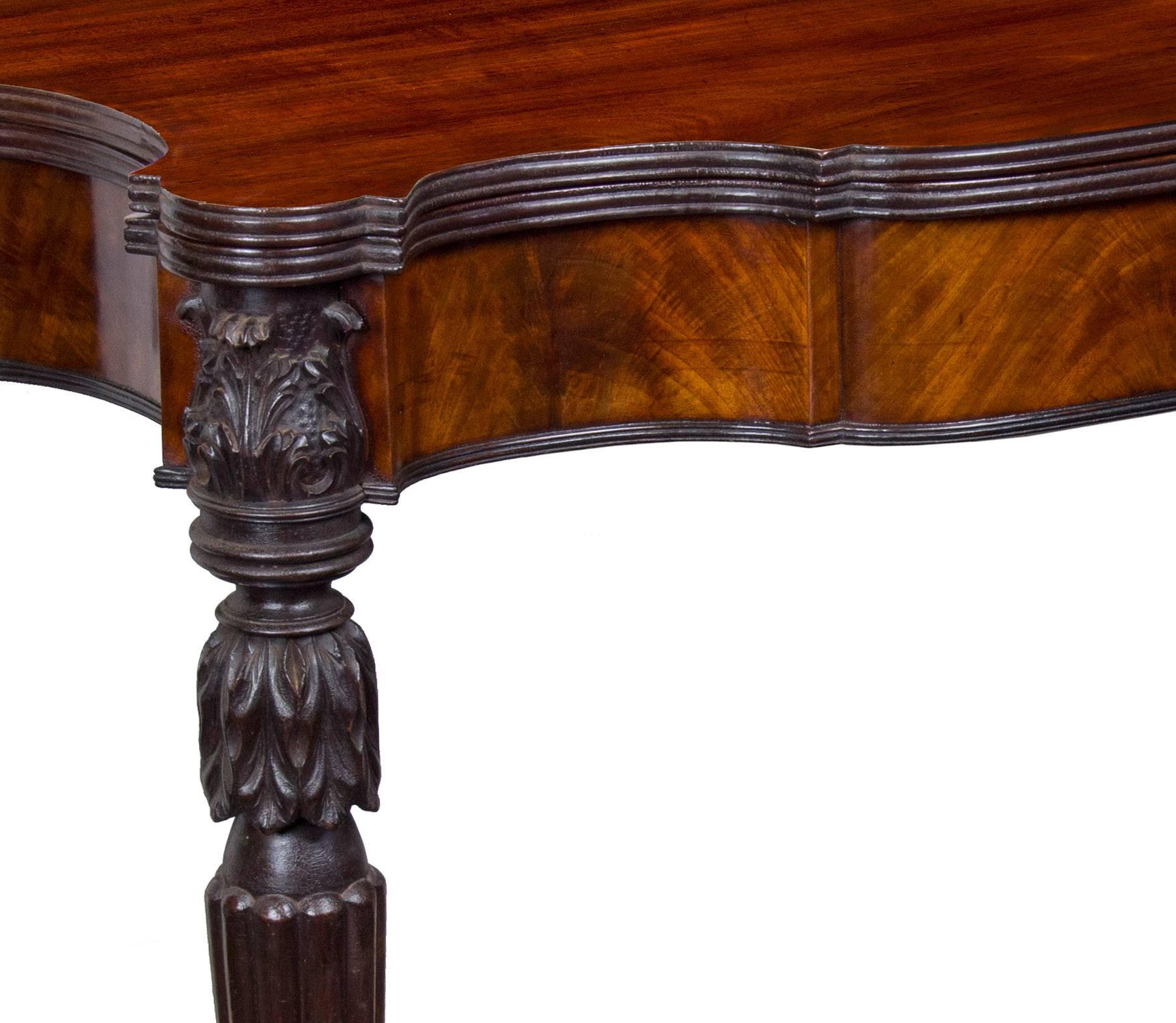 Outstanding Mahogany Sheraton Carved Card Table, Salem, 1810-1815 For Sale 1