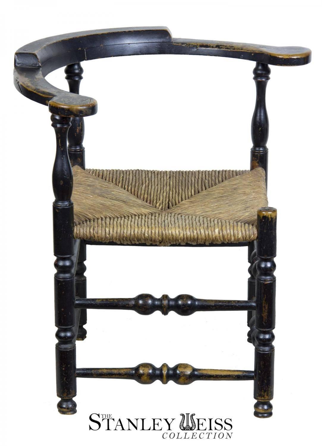 William and Mary Painted Maple William & Mary Maple Corner Chair or Double Turned Stretchers, NE