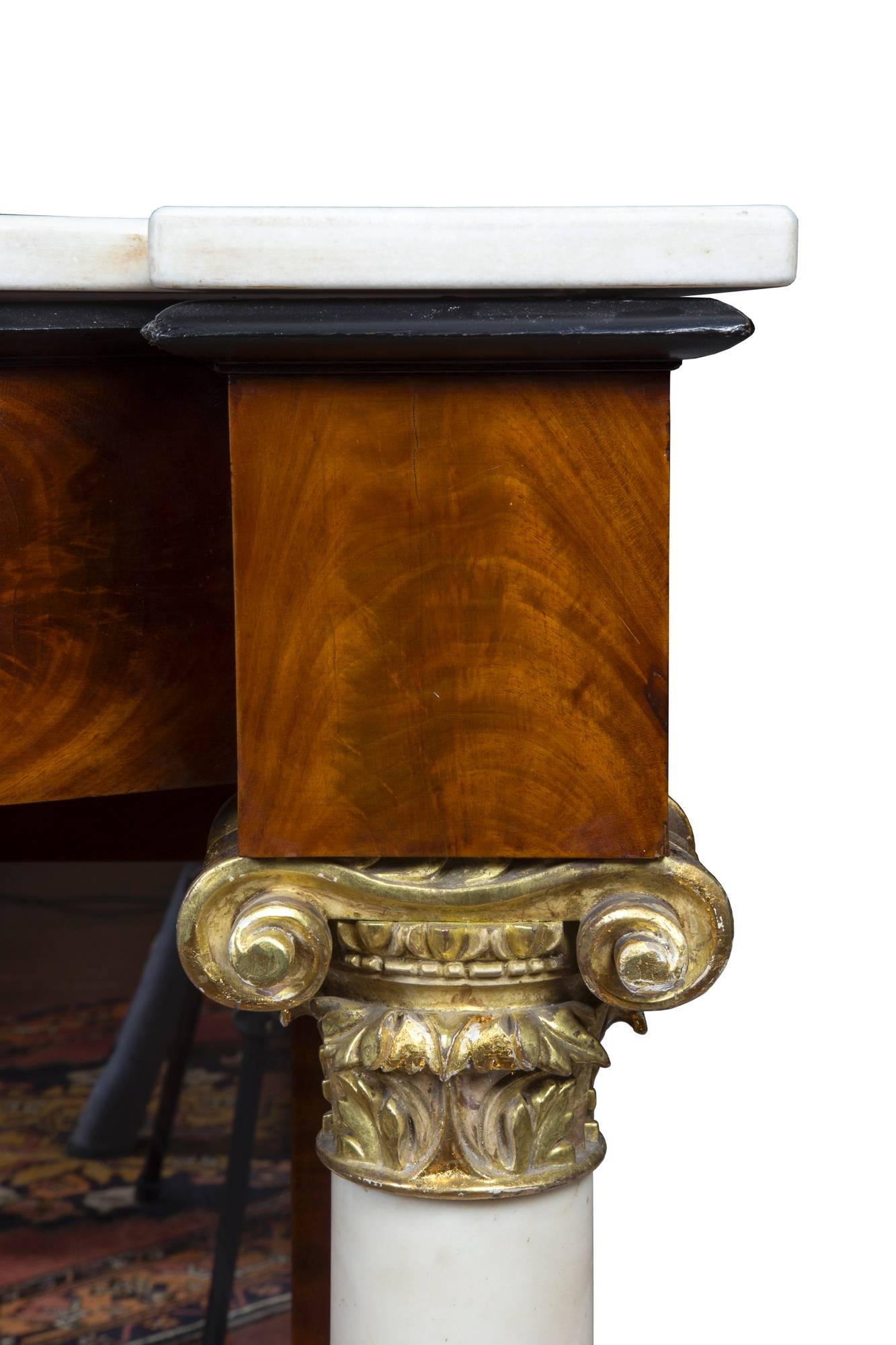 Pair of Mahogany and Marble Classical Pier Tables 1