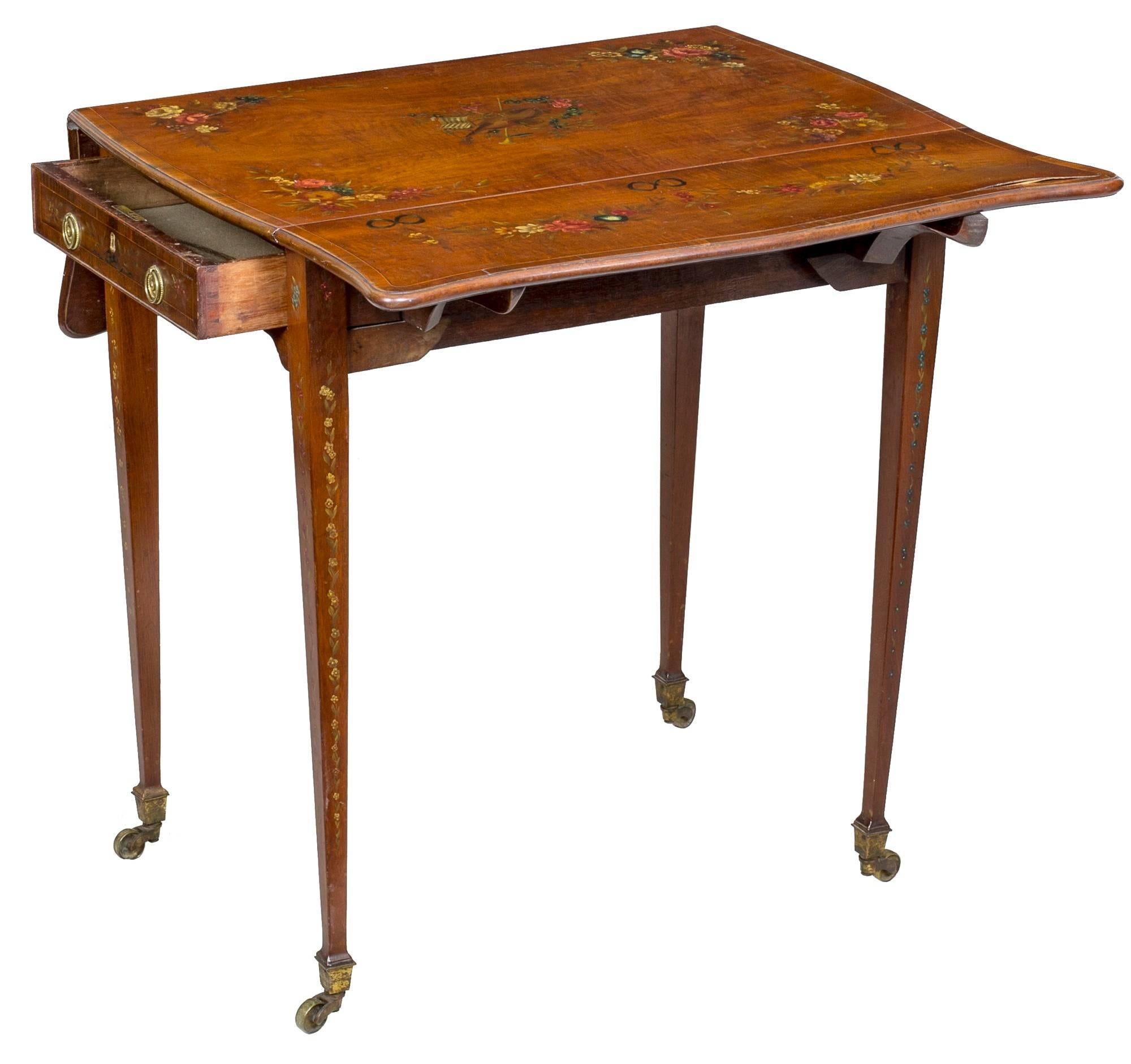 English George III Satinwood Pembroke Table