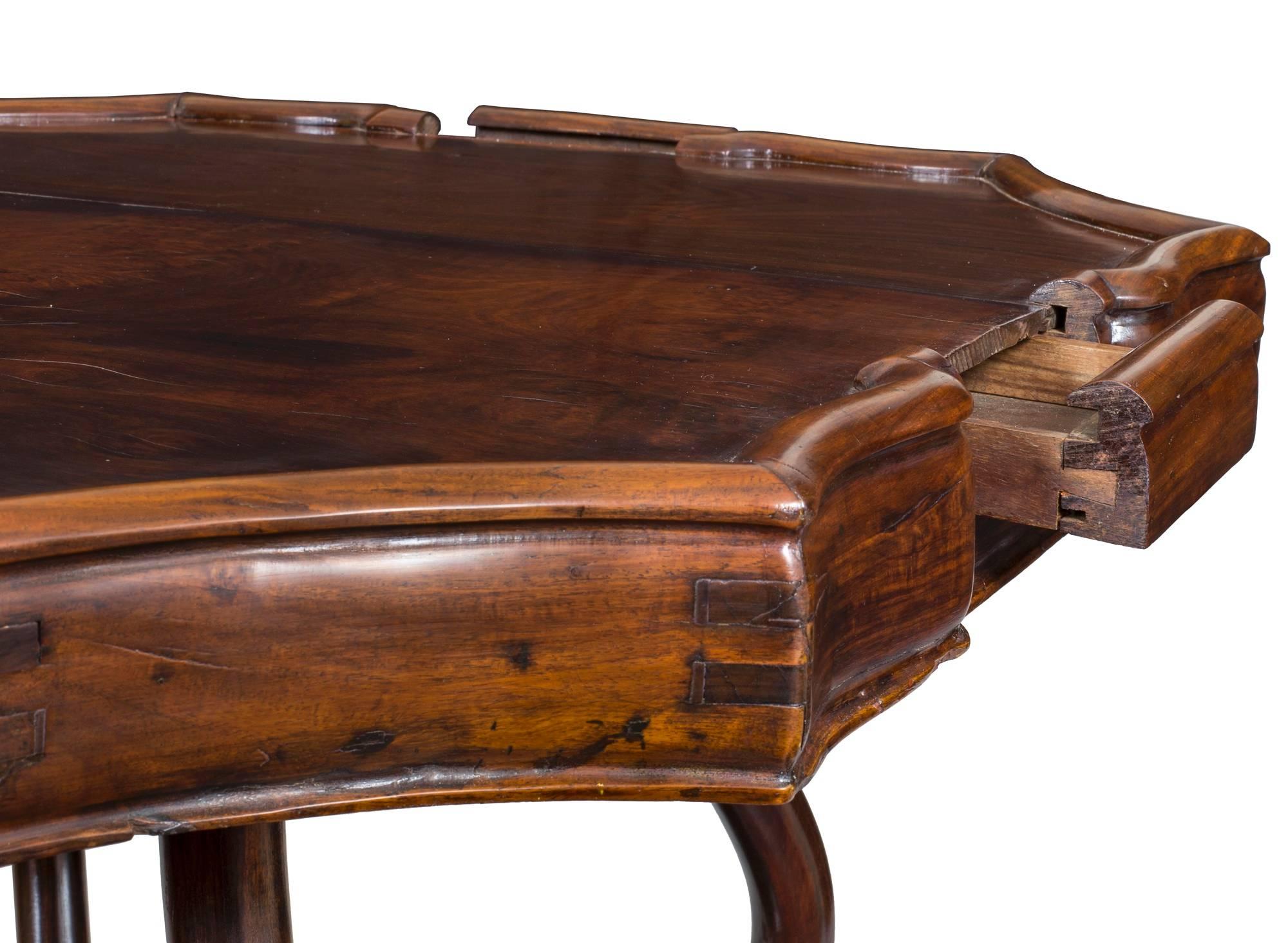 Chinese Export Serpentine Rosewood Gaming Table For Sale