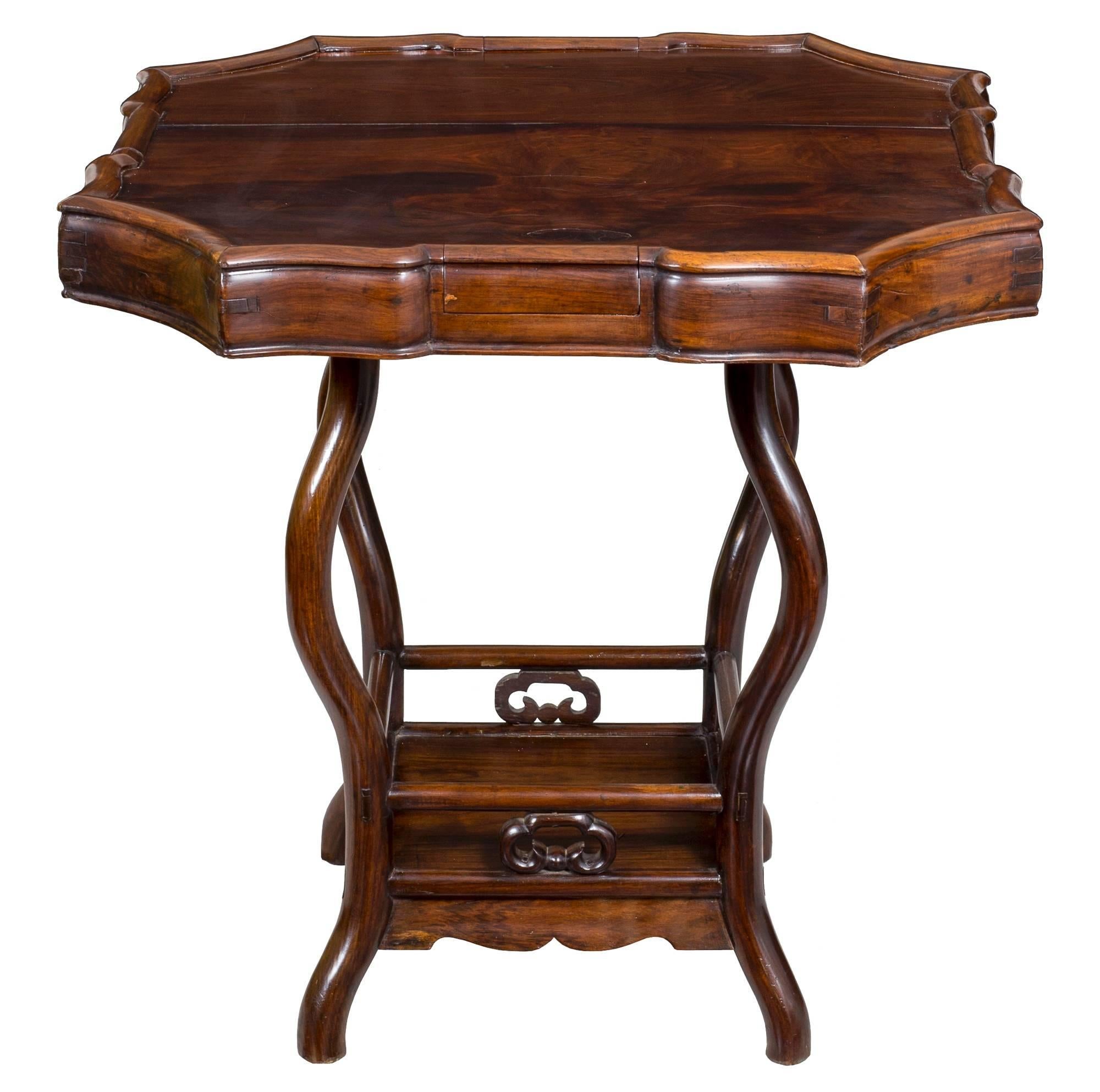 Chinese Serpentine Rosewood Gaming Table For Sale