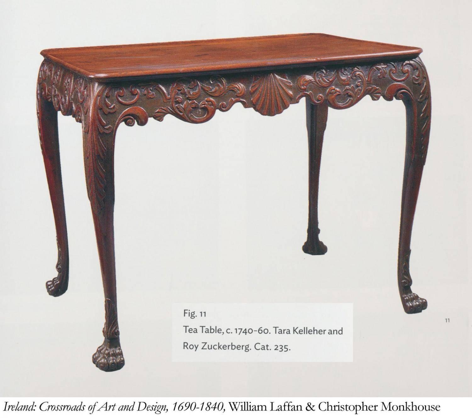 George II Mahogany Tray Top Tea Table with Candle Slides, and Carved Eagle Heads For Sale 1