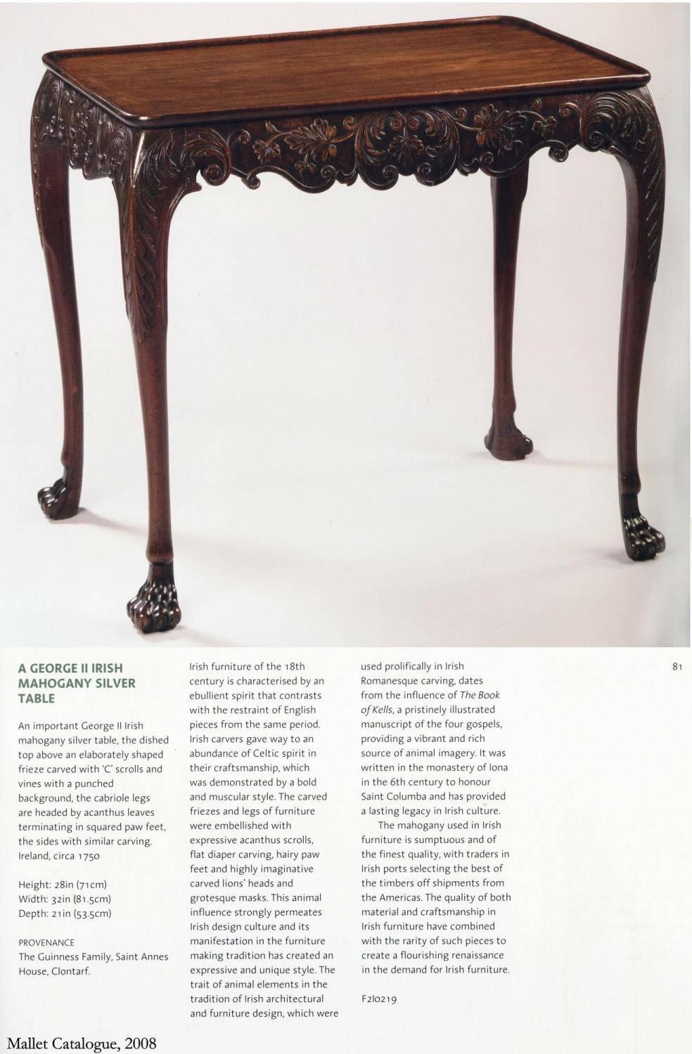 George II Mahogany Tray Top Tea Table with Candle Slides, and Carved Eagle Heads For Sale 2