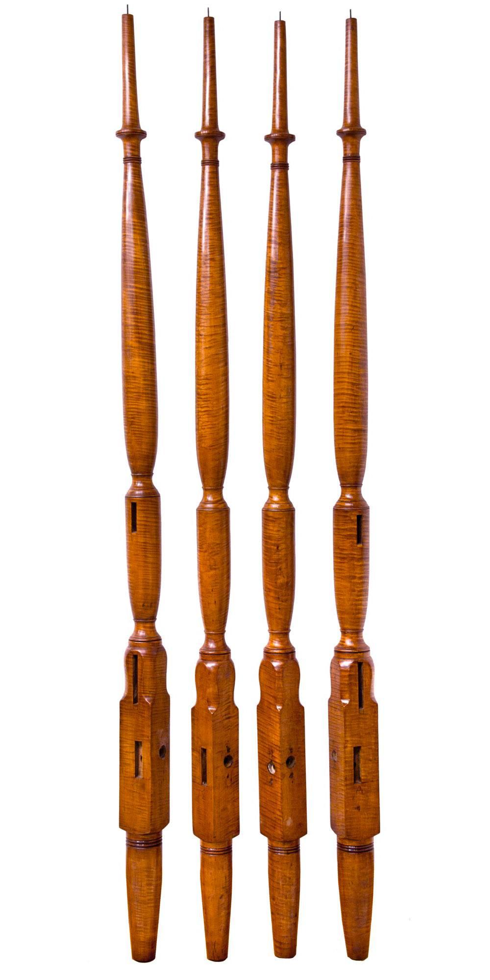Figured Tiger Maple Tall Post Bed, Probably Pennsylvania, Early 19th Century For Sale 2