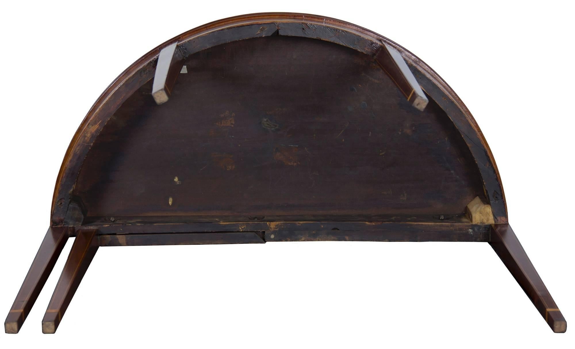 Early 19th Century Inlaid Mahogany Hepplewhite Demi-Lune Card Table with Five Legs, Newport, RI For Sale