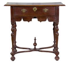 Oak, William & Mary Lowboy or Dressing Table Original Brass and Finial, England