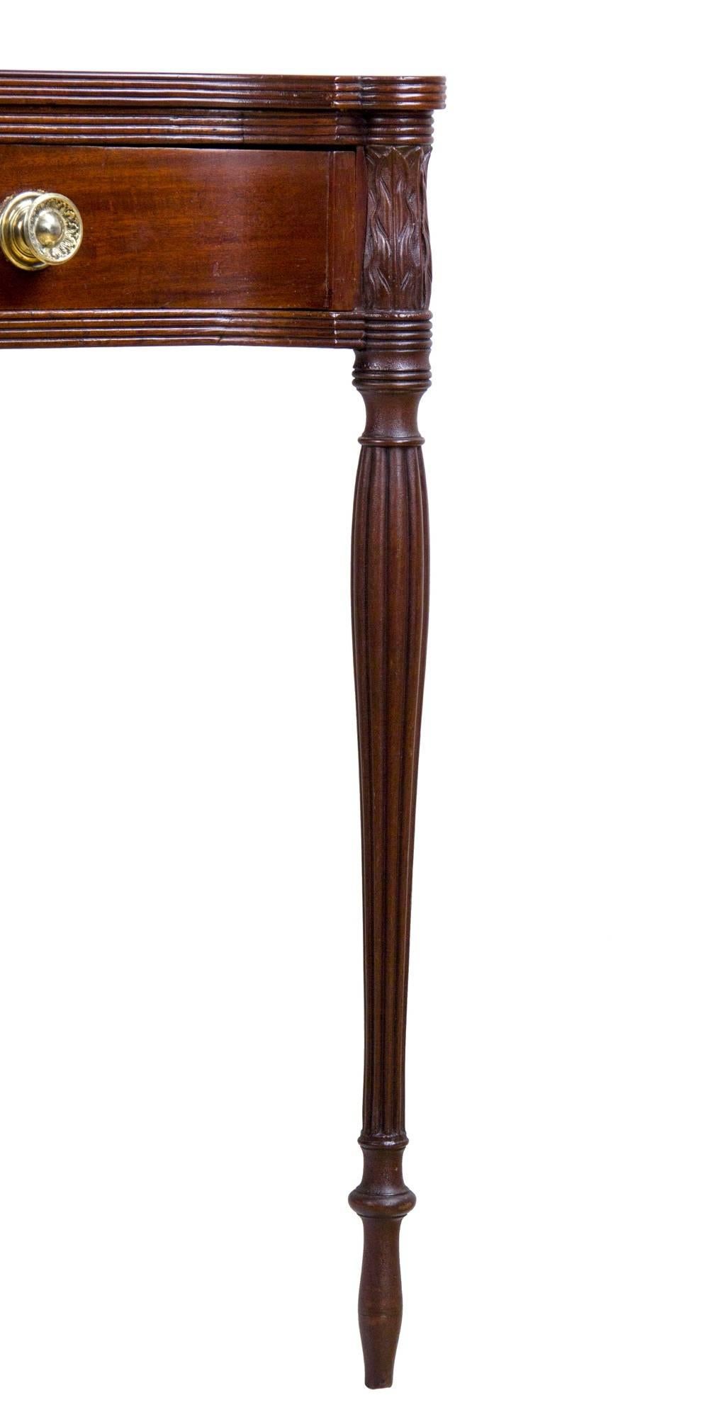 American Concave Mahogany Federal, Sheraton Dressing, Writing Table, Salem MA, 1800 For Sale