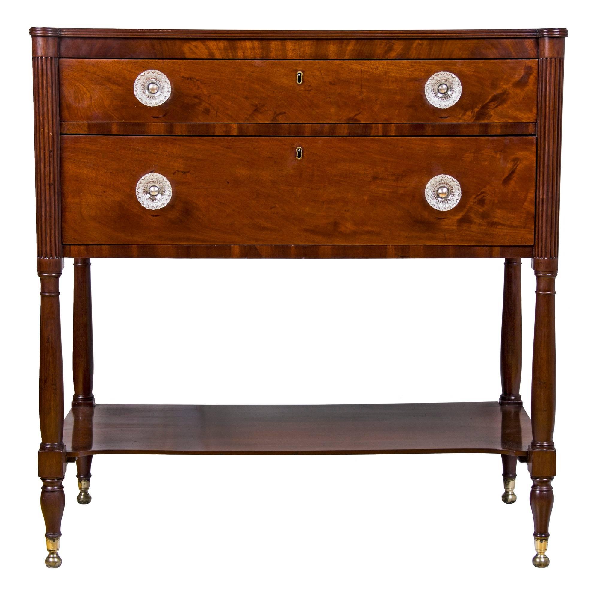 American Classical Mahogany Two-Drawer Server or Dresser, Phyfe School, circa 1810-1830