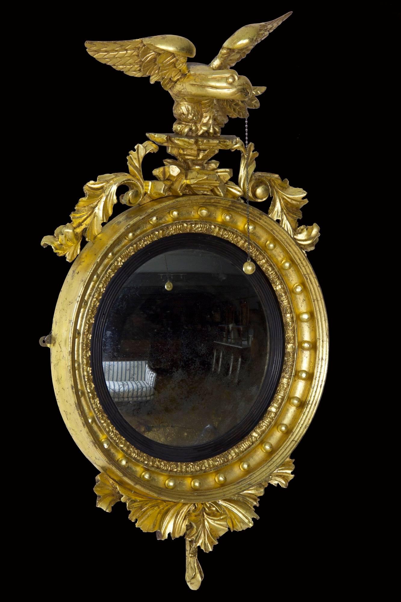 American Classical Classical Giltwood Girandole Mirror or Carved Eagle, English or American