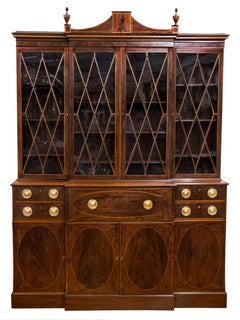Fine Inlaid Mahogany Federal / Hepplewhite Breakfront, Rhode Island, circa 1800