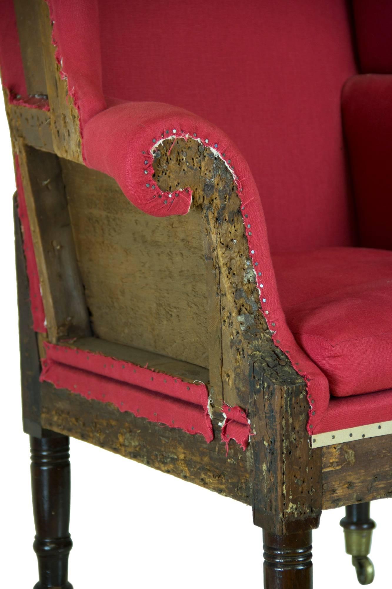 American Diminutive Federal Sheraton Wing Chair, New England, circa 1800-1810 For Sale