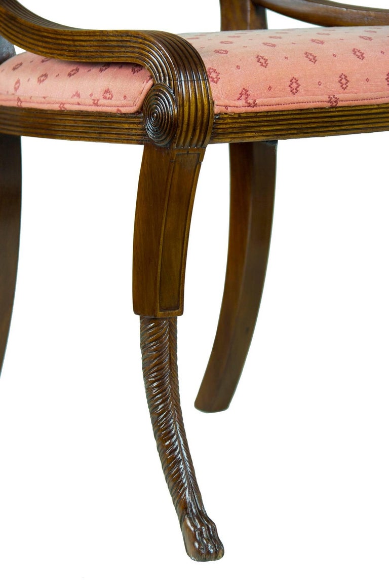 Carved Set of Six Classical Mahogany Dining Chairs, Phyfe Circle, New York, circa 1810 For Sale