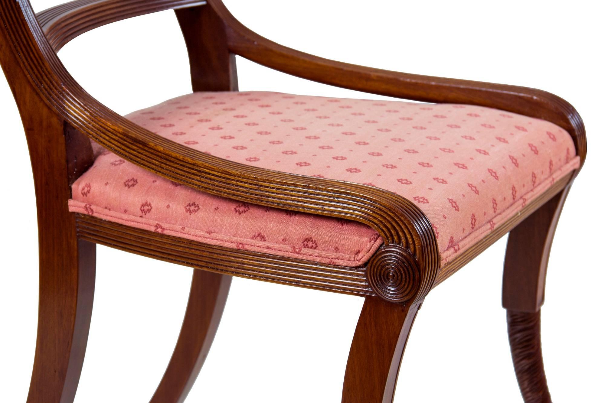 American Set of Six Classical Mahogany Dining Chairs, Phyfe Circle, New York, circa 1810 For Sale