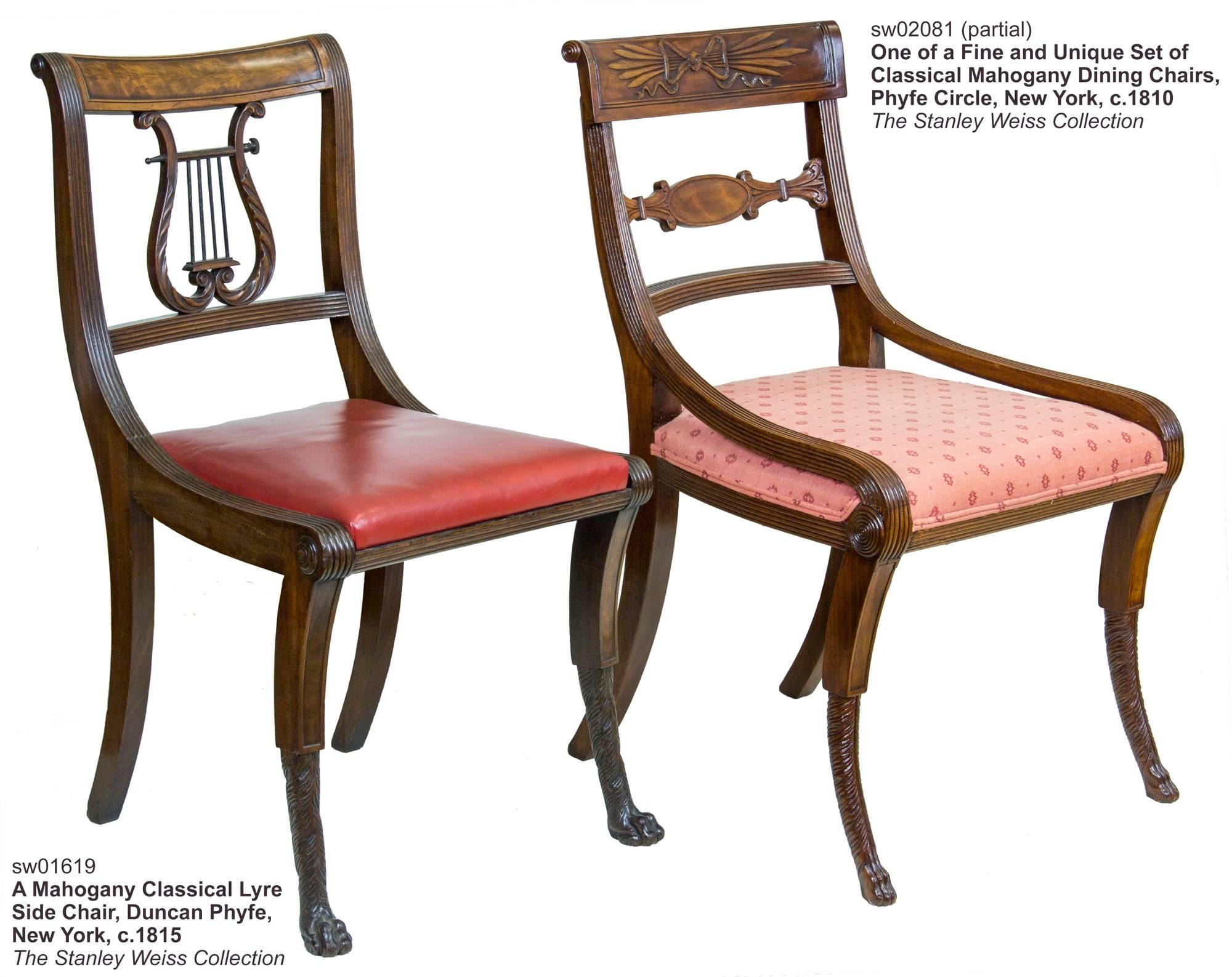 Set of Six Classical Mahogany Dining Chairs, Phyfe Circle, New York, circa 1810 For Sale 1