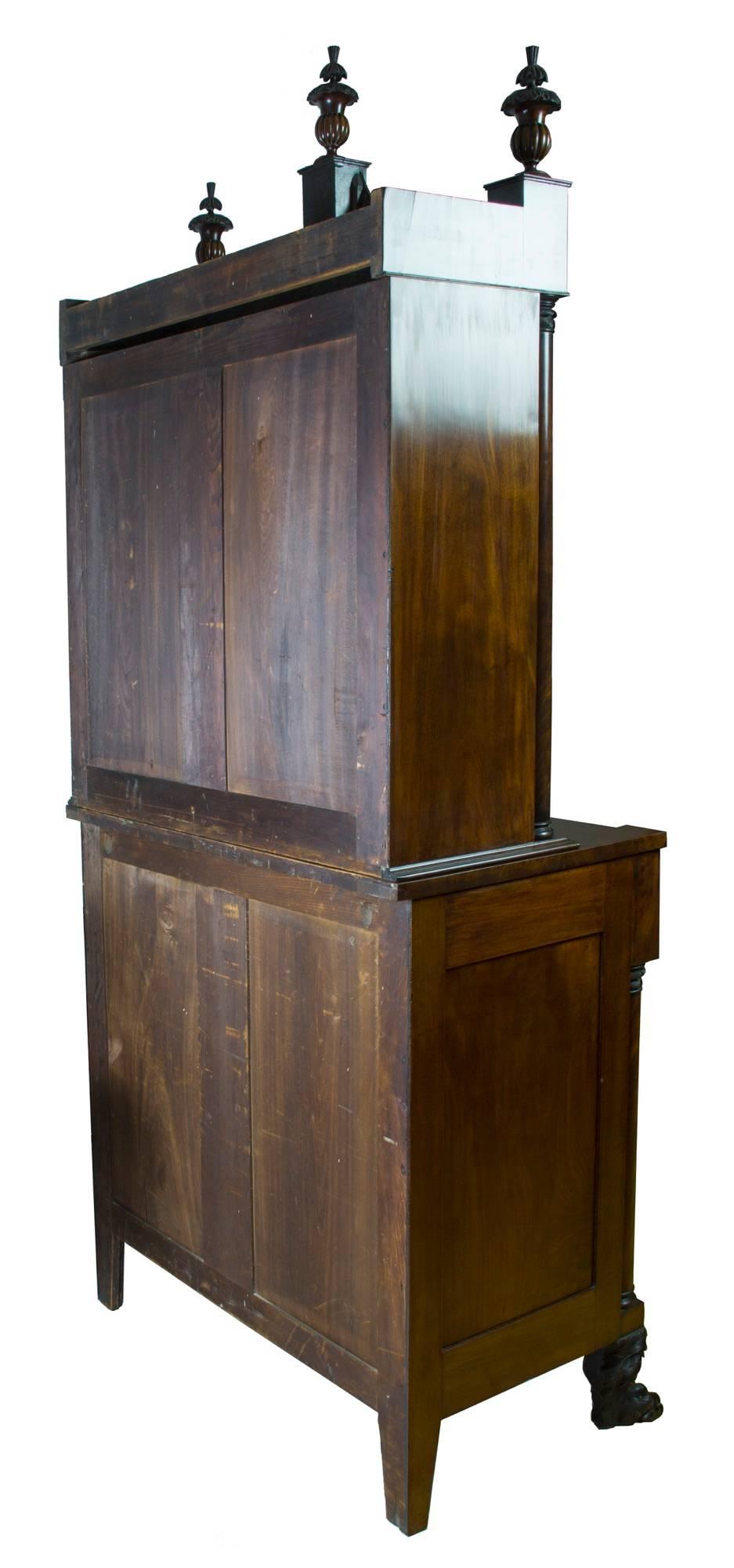 Mahogany Classical Secretary Bookcase, New York, circa 1822-1824, Labeled Edward Holmes For Sale