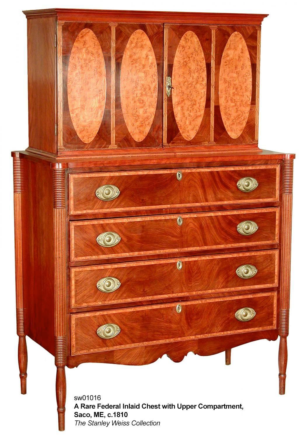 Mahogany Federal Hepplewhite Inlaid Secretary/Desk and Bookcase/ New Hampshire For Sale