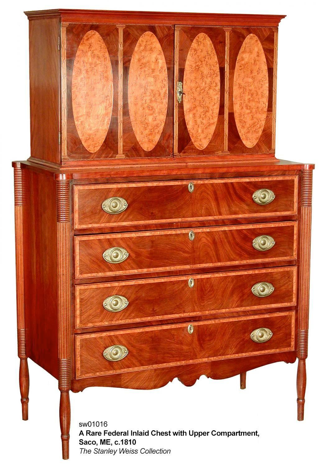 Mahogany Federal Hepplewhite Inlaid Secretary/Desk and Bookcase/ New Hampshire For Sale