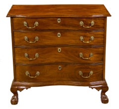 Small Chippendale Mahogany Oxbow Chest of Drawers Claw and Ball Feet, circa 1770