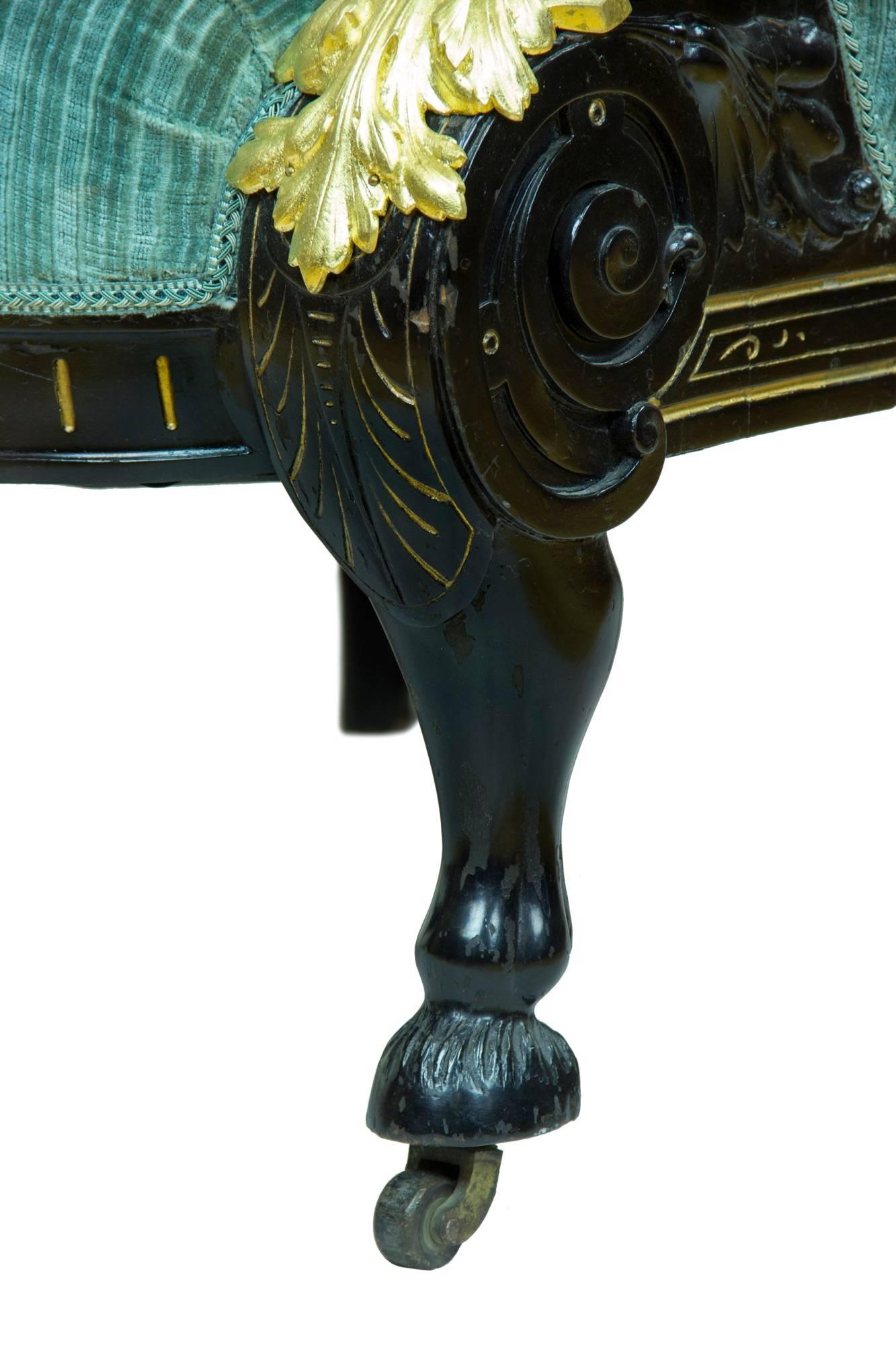 19th Century Renaissance Revival Gilt-Metal, Ebonized and Inlaid Rosewood Set of Four Chairs