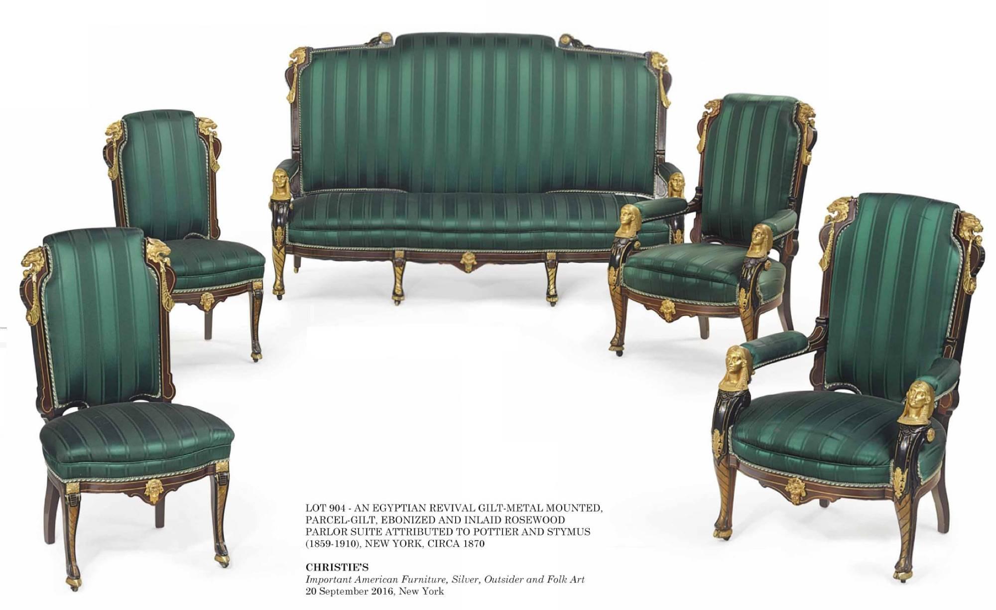 Renaissance Revival Gilt-Metal, Ebonized and Inlaid Rosewood Set of Four Chairs 5