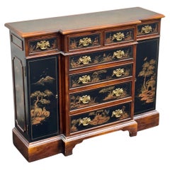 Chinoiserie Server Cabinet With Tooled Leather Top