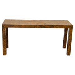 1970er Mid Century Modern Burlwood Laminat Parsons Konsolentisch
