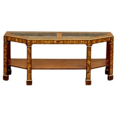 1970s Mid Century Modern Burlwood Veneer Parsons Console Table