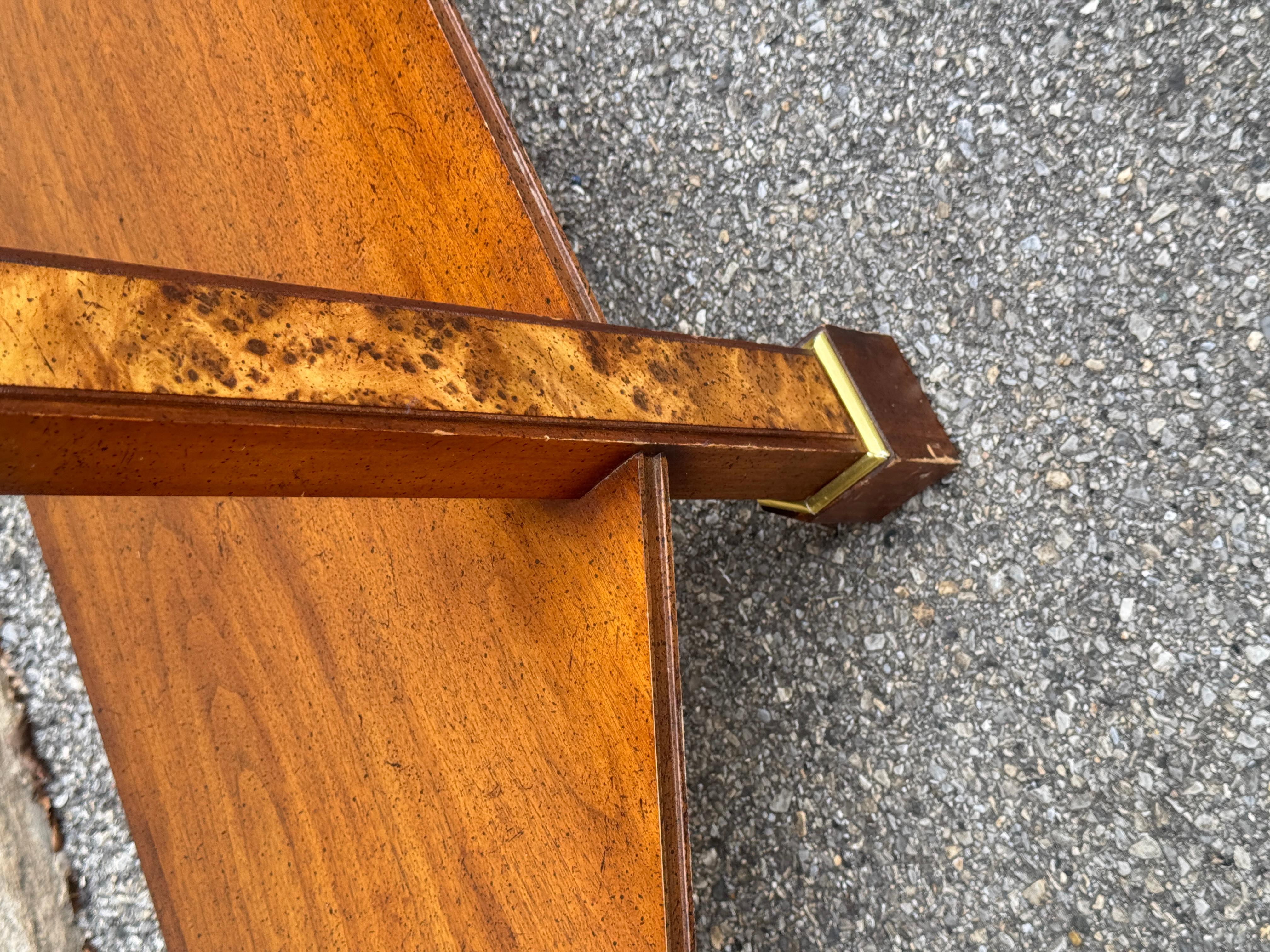 North American 1970s Mid Century Modern Burlwood Veneer Parsons Console Table For Sale