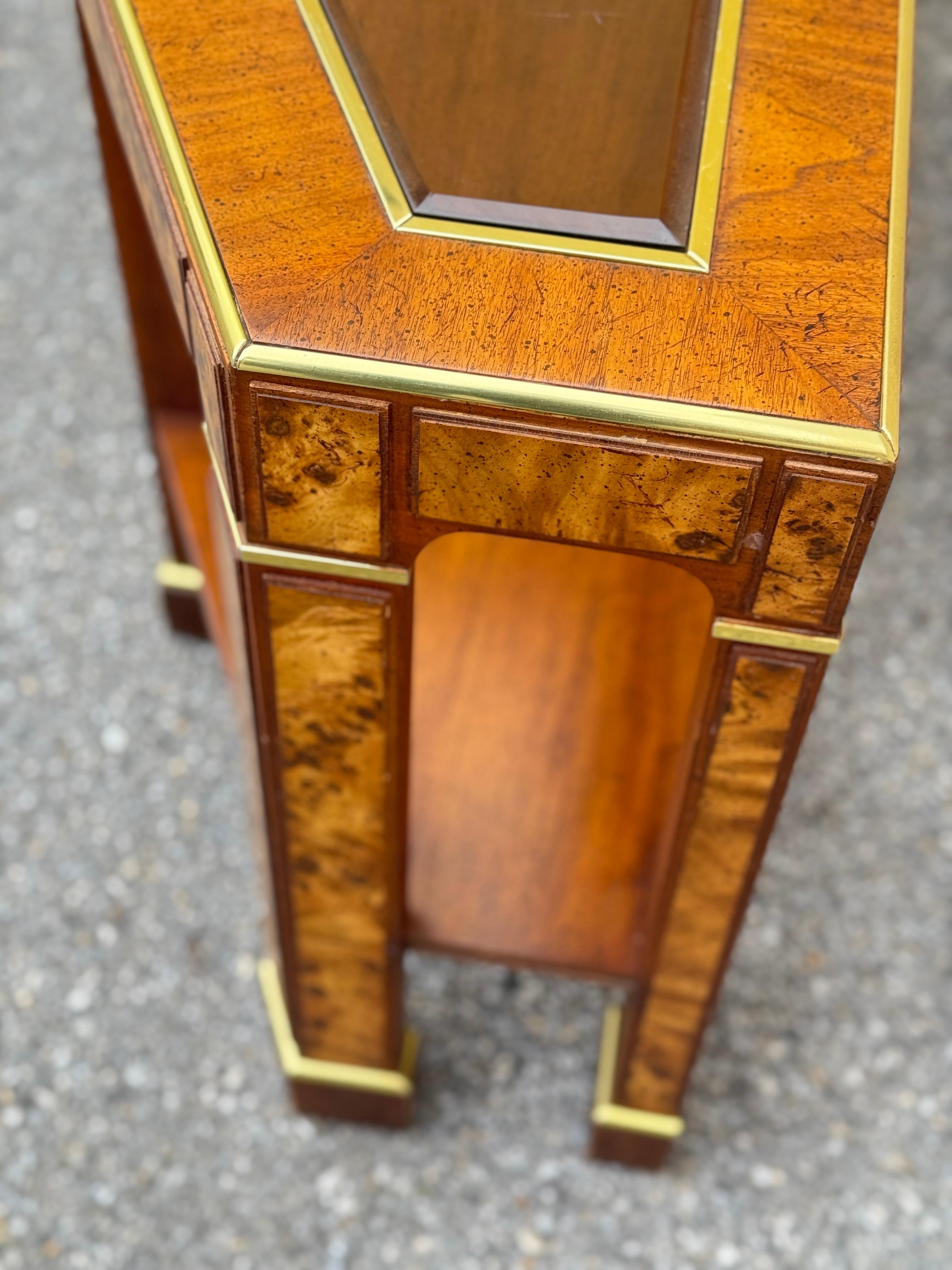 1970s Mid Century Modern Burlwood Veneer Parsons Console Table For Sale 3
