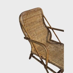 Lettino in rattan italiano in stile “Coastal Modern” vintage degli anni ’70