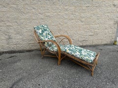 Vintage 1970s Coastal Modern Italian Rattan Chaise Lounge