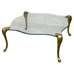 Mesa de centro de latón brillante de los años 70 al estilo de p.e. Guerin